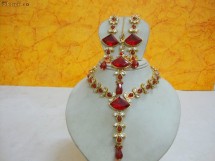 SUPERB SET COLIER PANDATIV SI CERCEI RUBIN SI DIAMANTE 18K foto