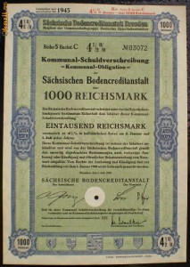 08. GERMANIA OBLIGATIUNE 1000 REICHSMARK 1.07.1939 DRESDEN foto