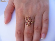 Inel aur galben 14K, 2.9g, ornat cu 9 GRANATE marquise de 5 mm (1.75ct) foto