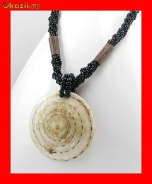 Lant Fantezie Extravagant Plastic-Lemn Medalion Abalone LFAN-007 foto