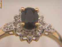 Inel din aur galben si alb cu pietre naturale safir si diamante, NOU, foarte elegant foto