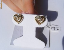 Cercei aur galben 10K, 2.8g, model inimioara ornati cu 1/5CT DIAMANTE !! foto