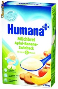 Cereale Humana cu lapte MAR + BANANA + PESMET (bebe peste 6 luni) 250gr,GERMANIA (livrare gratuita la comenzi peste 70 lei;vezi detalii in poza nr.2) foto