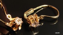 cercei aur 14K cu diamante pentru fetite diamant  0.20 ct. foto