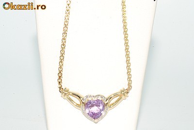 superb colier aur galben 14K cu ametist si diamante naturale foto mare
