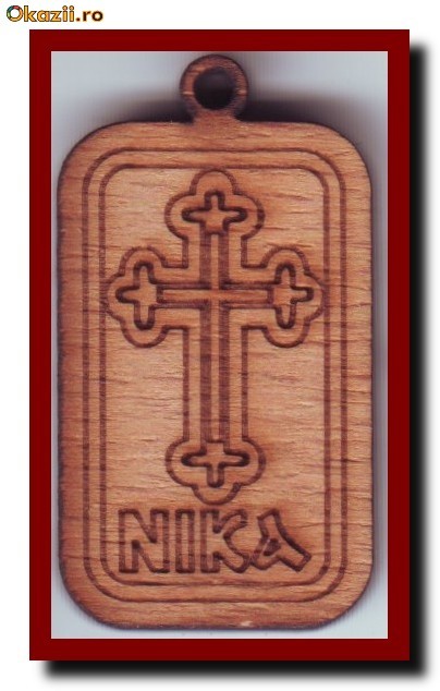 Pandantiv religios sfintit, gravura in lemn (tip cruce) foto mare
