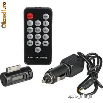 Modulator FM / Emitator FM cu TELECOMANDA WIRELESS si INCARCATOR AUTO pt Apple iPad iPad2 iPod Nano Classic Touch iPhone 4 4G 3GS 3G foto mare