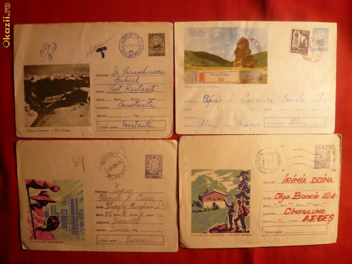 4 Intreguri Postale - TURISM -1963- 1968 foto mare