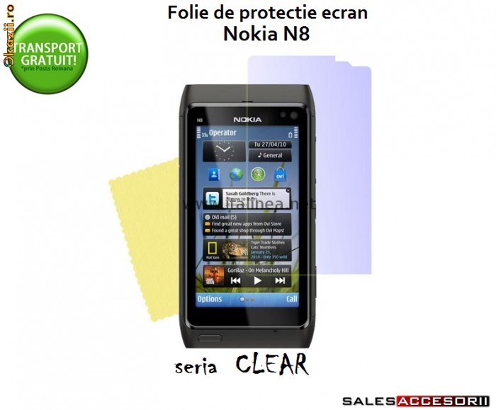 2X FOLIE ECRAN NOKIA N8 - TRANSPORT GRATUIT! foto mare