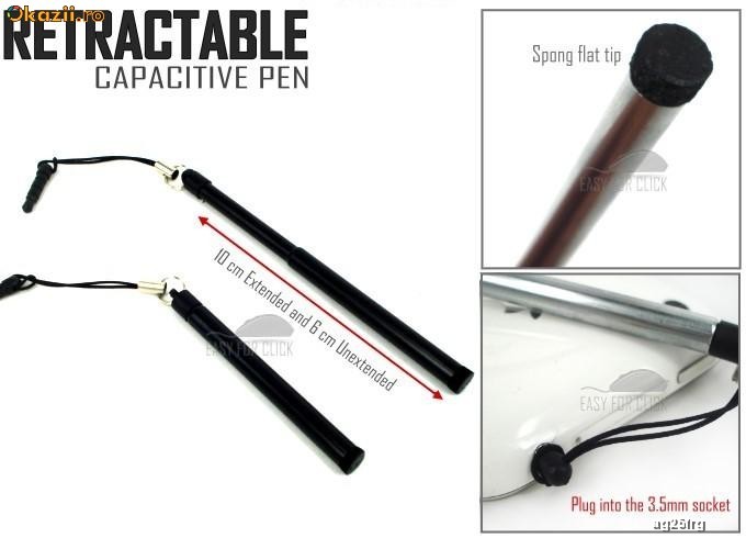 STYLUS PEN CREIONAS ECRAN CAPACITIV NOU TELESCOPIC 3,5 ! foto mare