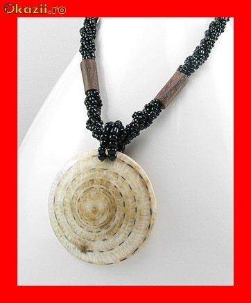 Lant Fantezie Extravagant Plastic-Lemn Medalion Abalone LFAN-007 foto mare