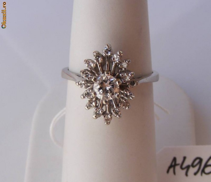 Incantator Inel logodna aur 14K, 2.9g, model anturaj cu BRILIANT .25ct + 17 accente foto mare