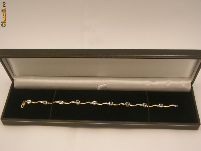 Bratara din aur, 3,50g, cu pietre naturale topaz si diamant - model 2 foto mare