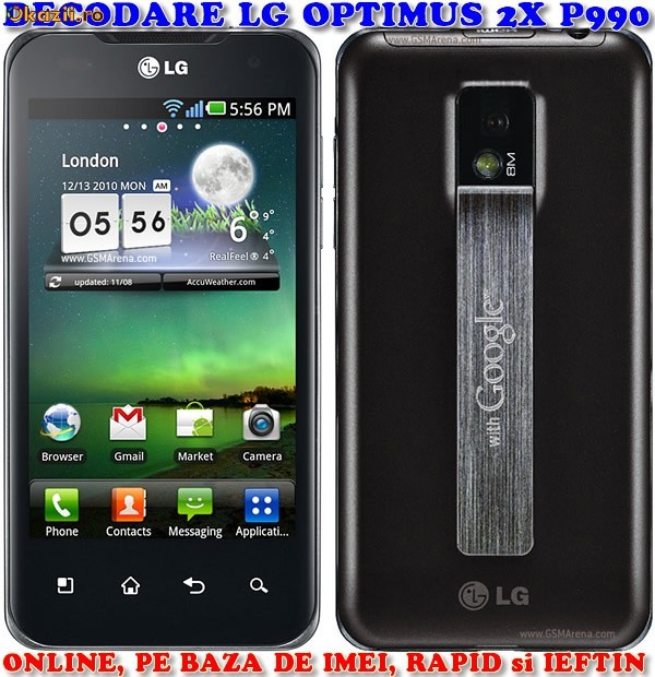 DECODARE LG OPTIMUS 2X P990 PE BAZA DE IMEI *** PRET PROMO *** FARA PLATA IN AVANS ! *** Trimit codul pe mail, Y, SMS pt.orice LG model nou foto mare