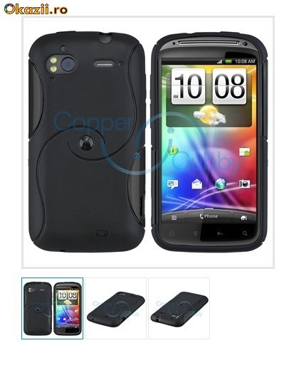 Cover HTC Sensation husa neagra antiradiatii silicon foto mare