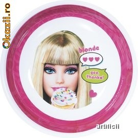 Farfurie adanca melamina 19,5cm BARBIE FAB foto mare