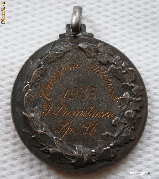 Medalie Interbelica - Rugby - Campioni Nationali - 1935 - G. Dumitrescu - Sportul Studentesc foto mare