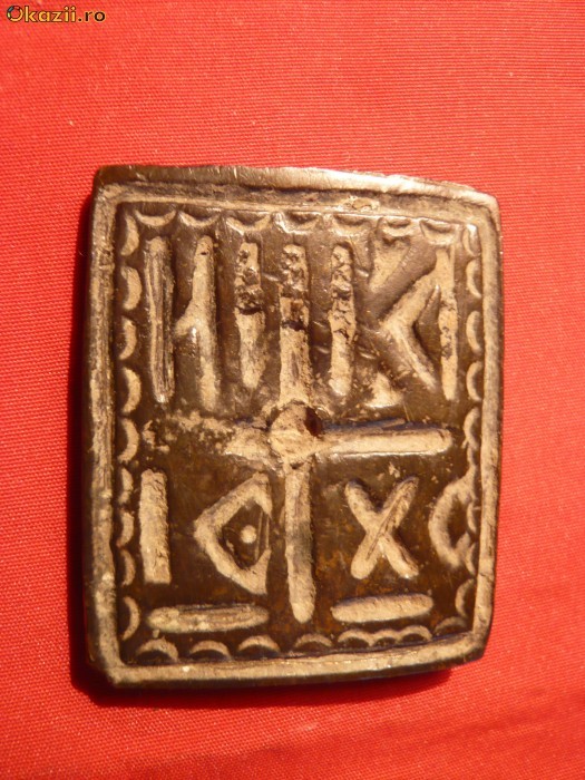 Obiect Cult Religios Ortodox 1879 bronz foto mare