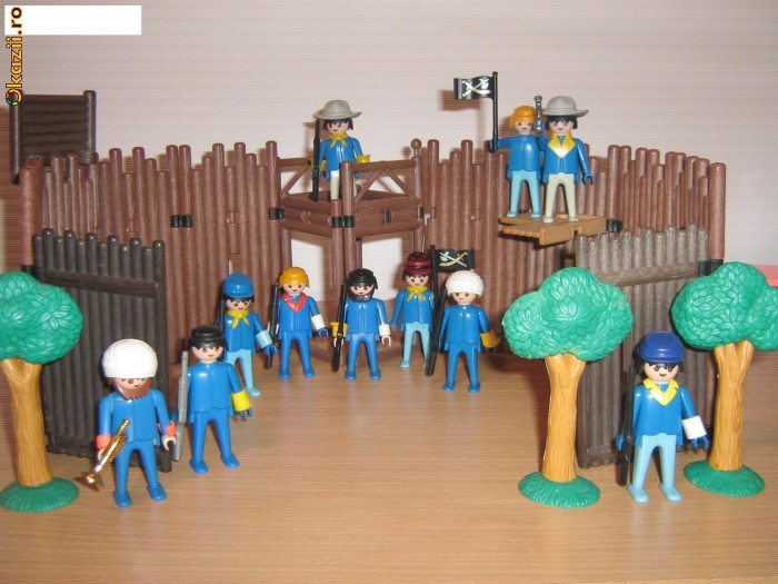 playmobil 11 soldati nordisti cu fort cetate 1/32 foto mare