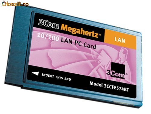 Placa de retea 3Com MegaHertz 10/100 LAN PC Card - PCMCIA - 20 lei foto mare