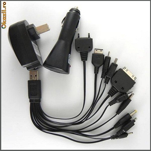 INCARCATOR USB UNIVERSAL 10 IN 1 + INCARCATOR AUTO + INCARCATOR PRIZA foto mare