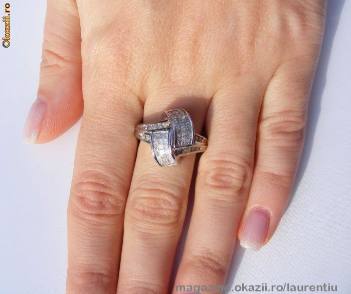 Inel design exceptional aur 14K, 5g, montura 1.42CT DIAMANTE printesa si briliant !! foto mare