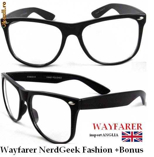 Ochelari WAYFARER NerdGeek ! Fashion inspired by RayBan! Se pot monta LENTILE DE VEDERE! IMPORT LONDRA! BUC/prov foto mare