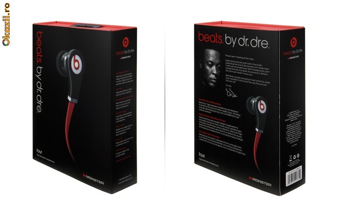 Casti Monster Beats by Dr. Dre TOUR Negre Profesionale - Garantie 2247 foto mare