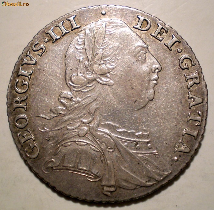 C.284 MARE BRITANIE GEORGE III 1 SHILLING 1787 ARGINT foto mare