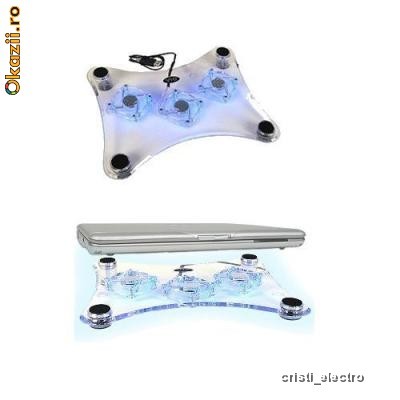 Masuta cooler extern laptop 3 ventilatoare alimentare USB ILUMINAT foto mare