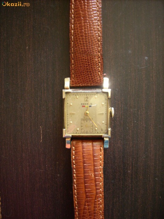 Benrus Tricolor ArtDeco - Aur 10K Gold Filled - Raritate! foto mare