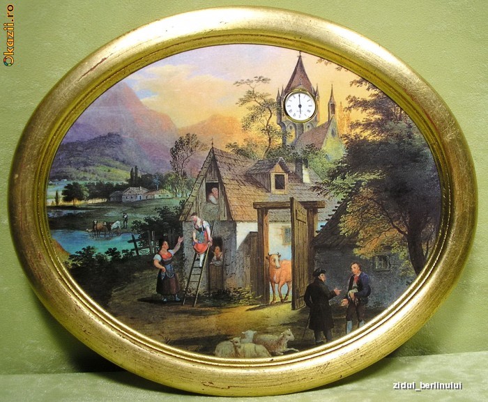 SUPERB TABLOU CU CEAS BIEDERMEIER - VIENA foto mare