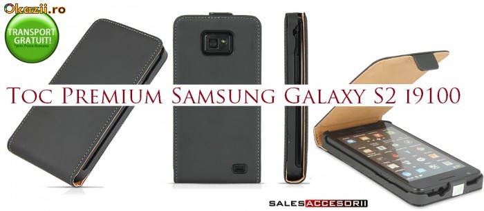 HUSA ELEGANTA SLIM BLACK TOC PIELE ECO PREMIUM + FOLIE CADOU SAMSUNG i9100 GALAXY S2 - TRANSPORT GRATUIT! foto mare