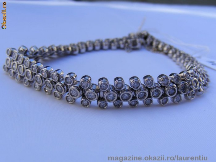 EXTRAORDINARA Bratara designer aur 18K, 27g, model tenis ornata cu 6.22 CARATE BRILIANTE !!! foto mare