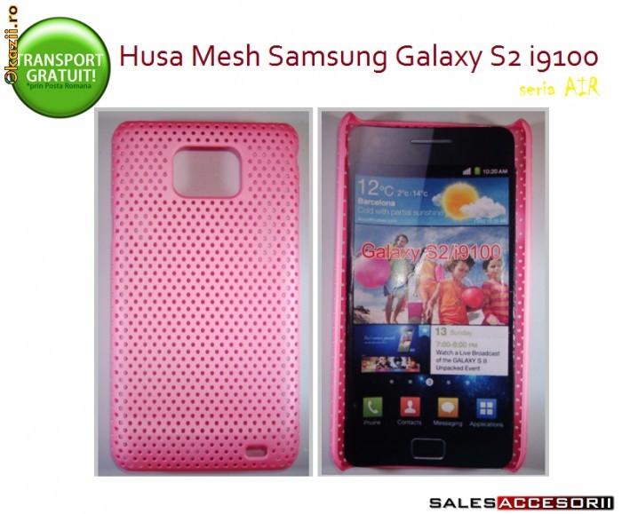 HUSA ROZ AIR MESH SAMSUNG I9100 GALAXY S2 SII + FOLIE CADOU - TRANSPORT GRATUIT foto mare