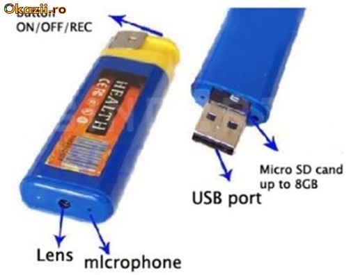 CAMERA SPION TIP BRICHETA SLOT CARD TF SI ACTIVARE LA ZGOMOT foto mare