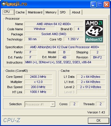 Procesor dual-core AMD Athlon 64 X2 4600+ Windsor - socket AM2 - ca nou - 200 lei foto mare