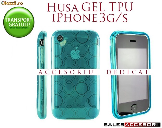 HUSA BLUE SILICON GEL IPHONE 3G 3GS - TRANSPORT GRATUIT foto mare
