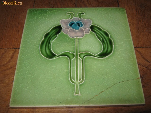 Placa ceramica Art Nouveau cca 1900 foto mare