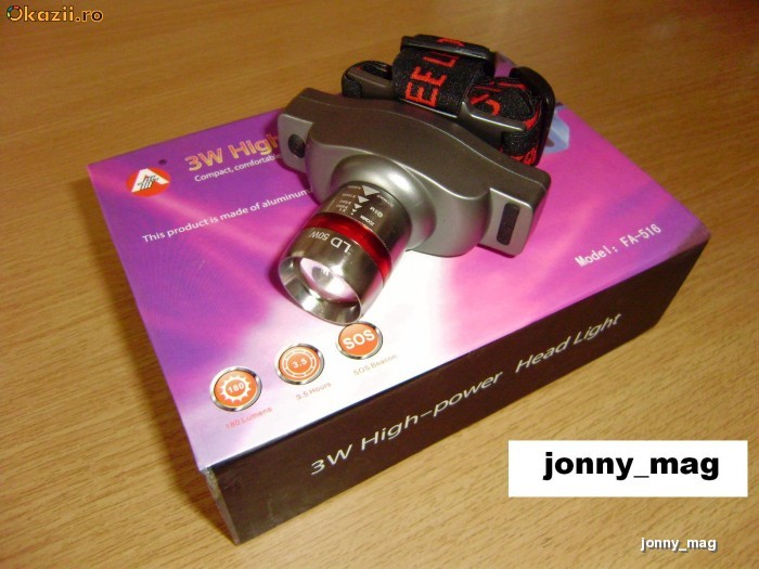 Lanterna Frontala LD 50w cu Led CREE Q3 Zoom Acumulator si Incarcator Auto (NOU) foto mare