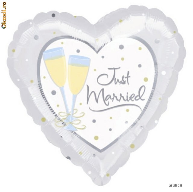 Balon folie metalizata JUST MARRIED CHAMPAGNE foto mare