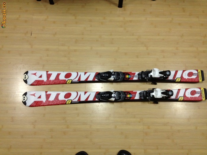 Skiuri Atomic Race 8, 120 cm, ptr Juniori 8-9 ani, stare excelenta, cu legaturi Atomic foto mare