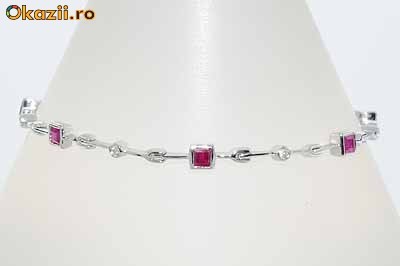 6,71gr, bratara delicata aur alb 14K ornata cu 1,57ct diamante si rubine naturale foto mare